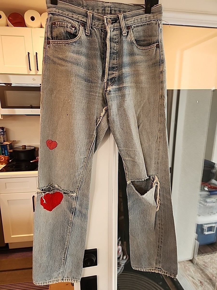 vintage levis 501 button fly denim jeans red line 28 x 29 1/2 tag