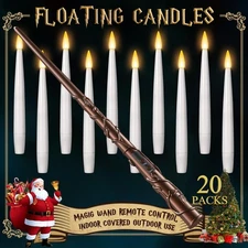 Floating Candles with Wand 20PCs -Christmas Magic Hanging Flameless Candles T...