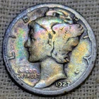 1927 S Mercury Dime Good : Rainbow Tone, Low Mintage 4.8M - .9 Fine Silver Coin