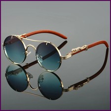 Round Sunglasses Men Fashion Double Bridge Multicolor Shades.