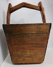 Late 19th Century Antique Chinese Elm Wood Grain Basket