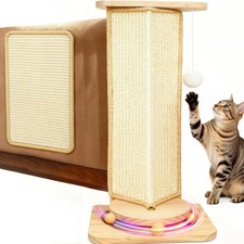 Couch Cat Corner Scratcher with Interactive Ball Toys for Cat, Replaceable Si...