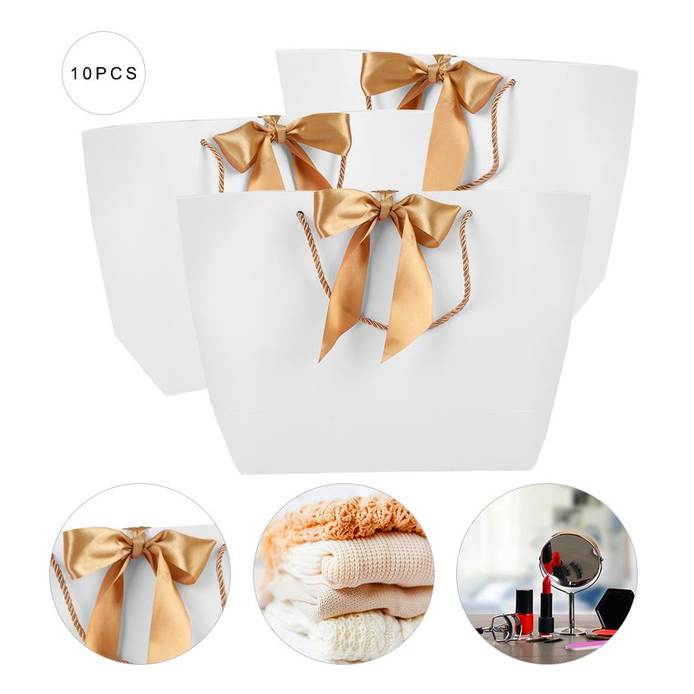 Gift Paper Bags with Handle 10pcs for Shopping Makeup Food Packaging 21x7x15cm