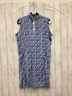 Bermuda Sands Damen Gr. L blau abstrakt Reißverschluss Stehkragen sportlich Golfkleid - Bild 1 von 3