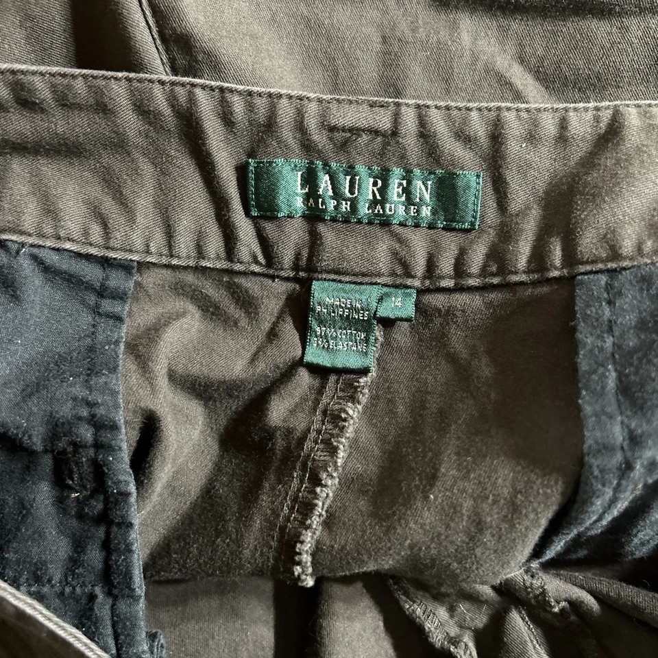 Bermudas para mujer Lauren Ralph Lauren marrón con bolsillos talla 14 Foto 3 de 4