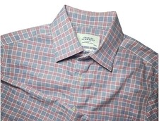 Charles Tyrwhitt Mens 15.5 33 Slim Fit Non Iron Dress Shirt Blue Red Plaid