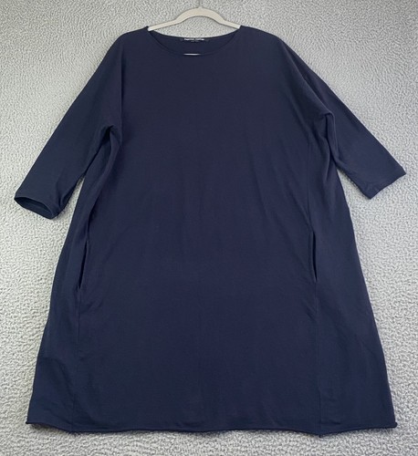 HANNES ROETHER Dress Pockets Flowy Oversized Artsy Avant-Garde Navy Size M EXC