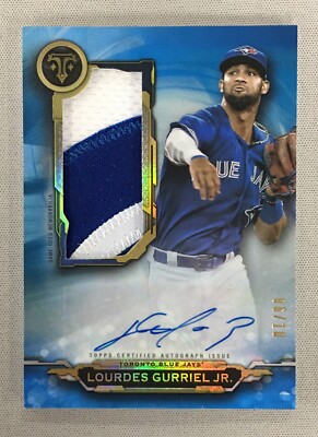 Lourdes Gurriel Jr. 2019 Topps Triple Threads Jumbo Relic Auto Sapphire /10