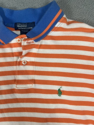 Polo Ralph Lauren Boys S (8/10) Polo Shirt Orange Blue Striped