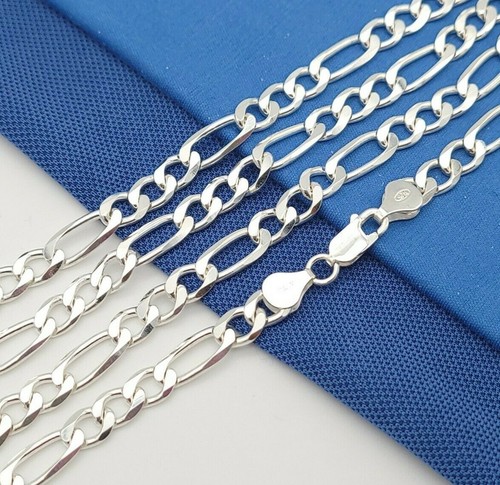 Sterling Silver Solid 925 Figaro 6 mm 