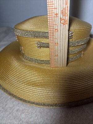 VTG Mr Song Millinery Women’s Rhinestone Festivals Parties Church Hat  mustard VTG Mr Song Millinery Women main image 2