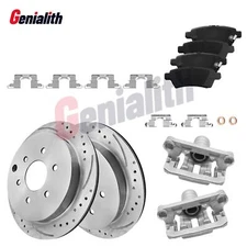 Rear Disc Brake Rotors Calipers & Pads For Suzuki Equator Nissan Frontier Xterra