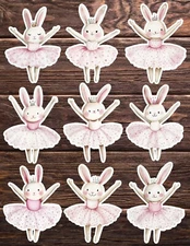 Ballerina Bunny Die Cut Vinyl Stickers Set Scrapbooking Laptop Water Bottle