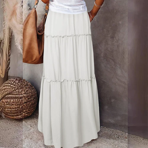 Mujeres Bohemia Cintura Alta Falda Larga Damas Vacaciones Columpio Suelto Boho Maxi Faldas - Imagen 12 de 30