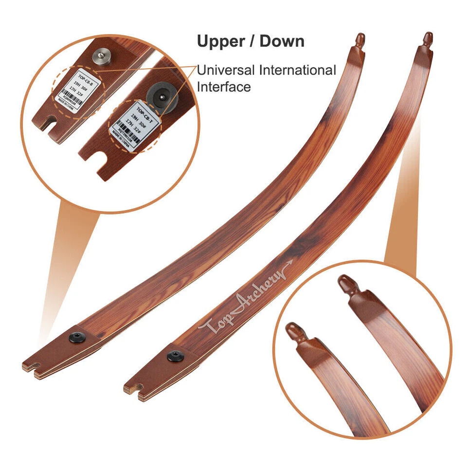 62" Archery ILF Recurve Bow Limbs 20-60lbs Takedown Limbs for Bow Hunting Target - Image 2 of 4