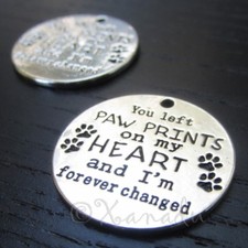 Pet Memorial 25mm Antiqued Silver Plated Charm Pendants C8934 - 2, 5 Or 10PCs