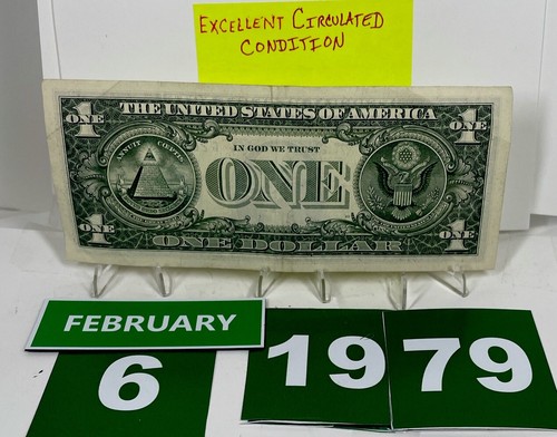 Birthday/Anniversary Dollar February 6 1979 . Fancy Serial Number Circulated - Picture 3 of 11