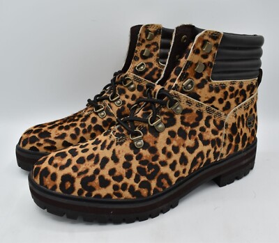 Timberland Womens Size London Square Leather Leopard Print