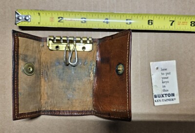 Buxton Key-Tainer Key Case Vintage 6 Key Organizer 2-1/2  x 3-1/8  Goat Skin