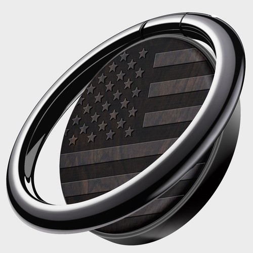 Wood Cell Phone Ring Holder Finger Stand Metal Grip Hook Kickstand American flag - 第 8/17 張圖片
