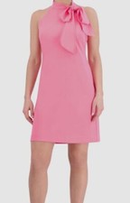 Vince Camuto Women's Pink Halter Sleeveless Tie Neck Shift Dress Size 4