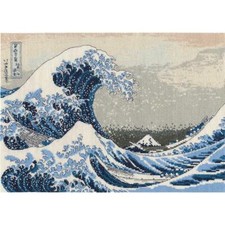 DMC Set punto croce "La grande onda" dopo Katsushika Hokusai, 36x26cm, schema di