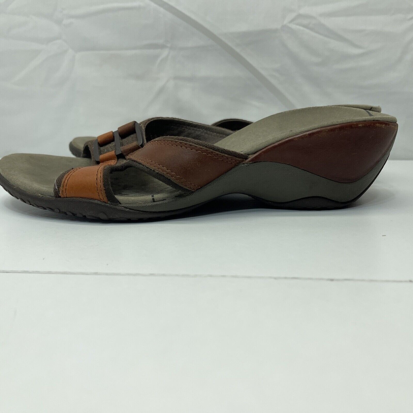 Sandali Merrell 8 donna zeppa marrone rugiada 157743 Vibram slip on tacco basso