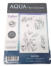 Aqua By Spectrum Noir Rubber Stamp EZ Mount Bloom Flowers Crafters Companion New