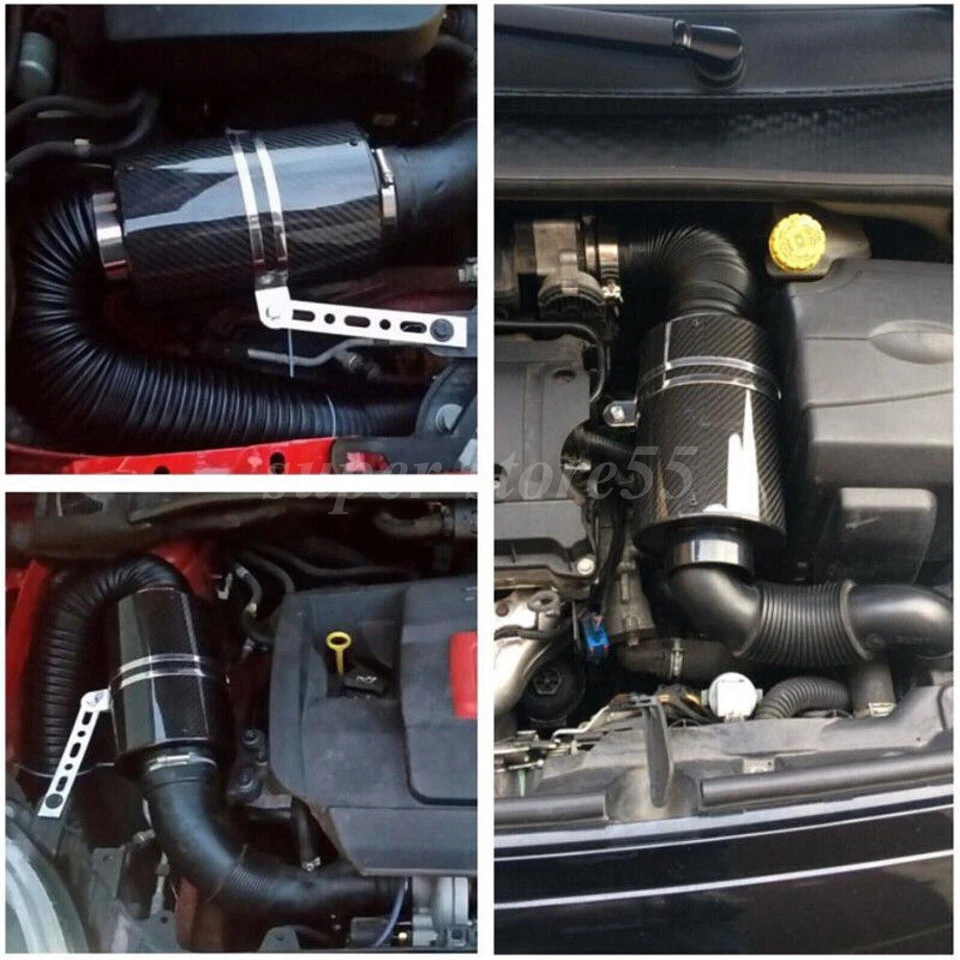 Cold Air Snorkel Intake Pipe Carbon Fiber Filter Flow Hose Kit For Dodge Durango Foto 3 de 4