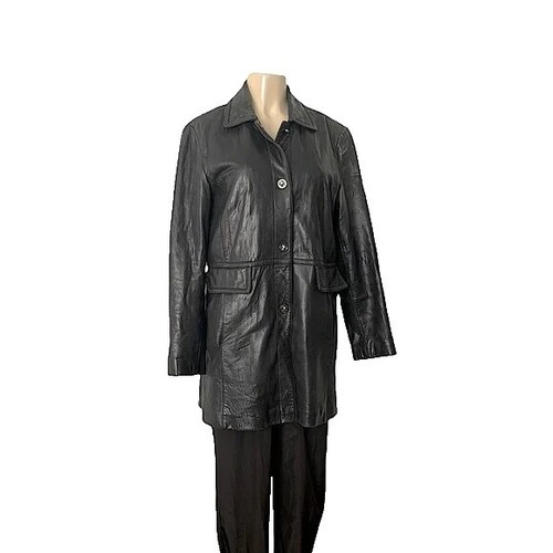 Veste En Cuir Nine West - Noir - Taille M - Occasion Très Bon état - Doublée - Fermeture Zip