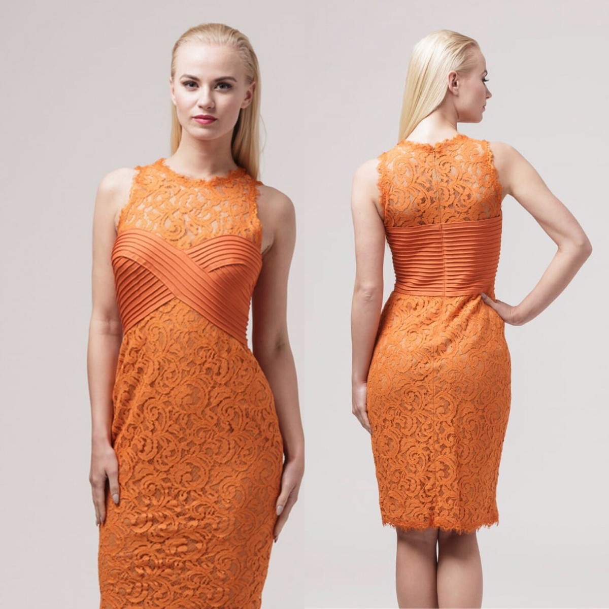 tadashi shoji orange dress Nyssa Bishop Sleeve Dress