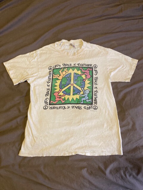 1993 Medium Lets Peace It Together Karen M Perez T shirt Keith 
