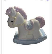 Vintage Enesco 1985 porcelain rocking horse Baby Nursery night light Lamp