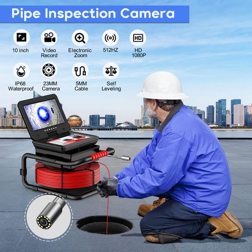 40M Sewer Drain Pipe Inspection Camera with 512hz Locator Self Leveling 10inch - Picture 14 of 23