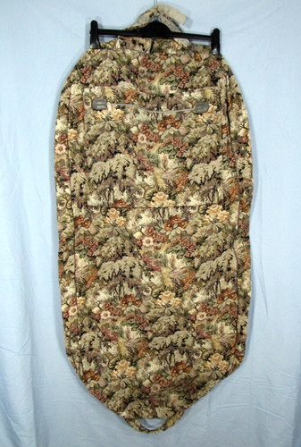 VTG Folding TRAVEL LUGGAGE Beige/Multi FLORAL TAPESTRY Zip HANGING GARMENT BAG