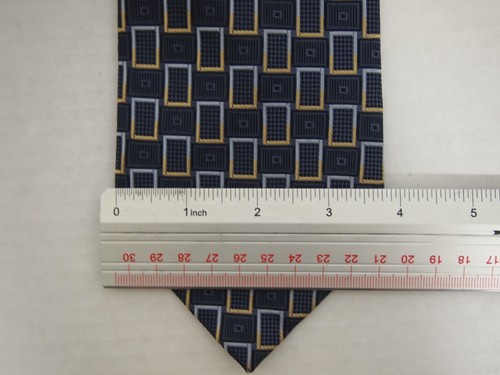 Corbata para hombre Ezio azul marino a cuadros gruesa 100 % seda 62" de largo - Imagen 4 de 4