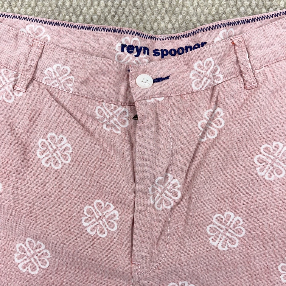 Reyn Spooner 短裤男式 32 粉色斜纹布印花学院风夏威夷高尔夫莱赛尔 — 第 4/4 张图片
