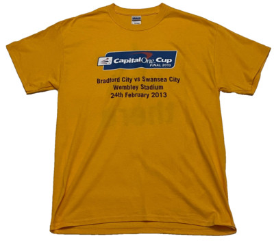 BRADFORD CITY Vs SWANSEA CITY: 2013 Capital One Cup T-Shirt - L - Neu & Ungetragen