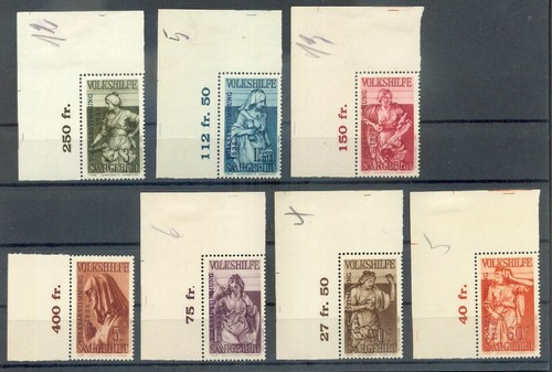Saar 171/77 ECKRAND, Double Fold, Brand** MNH MINT NEVER HINGED (F3172)