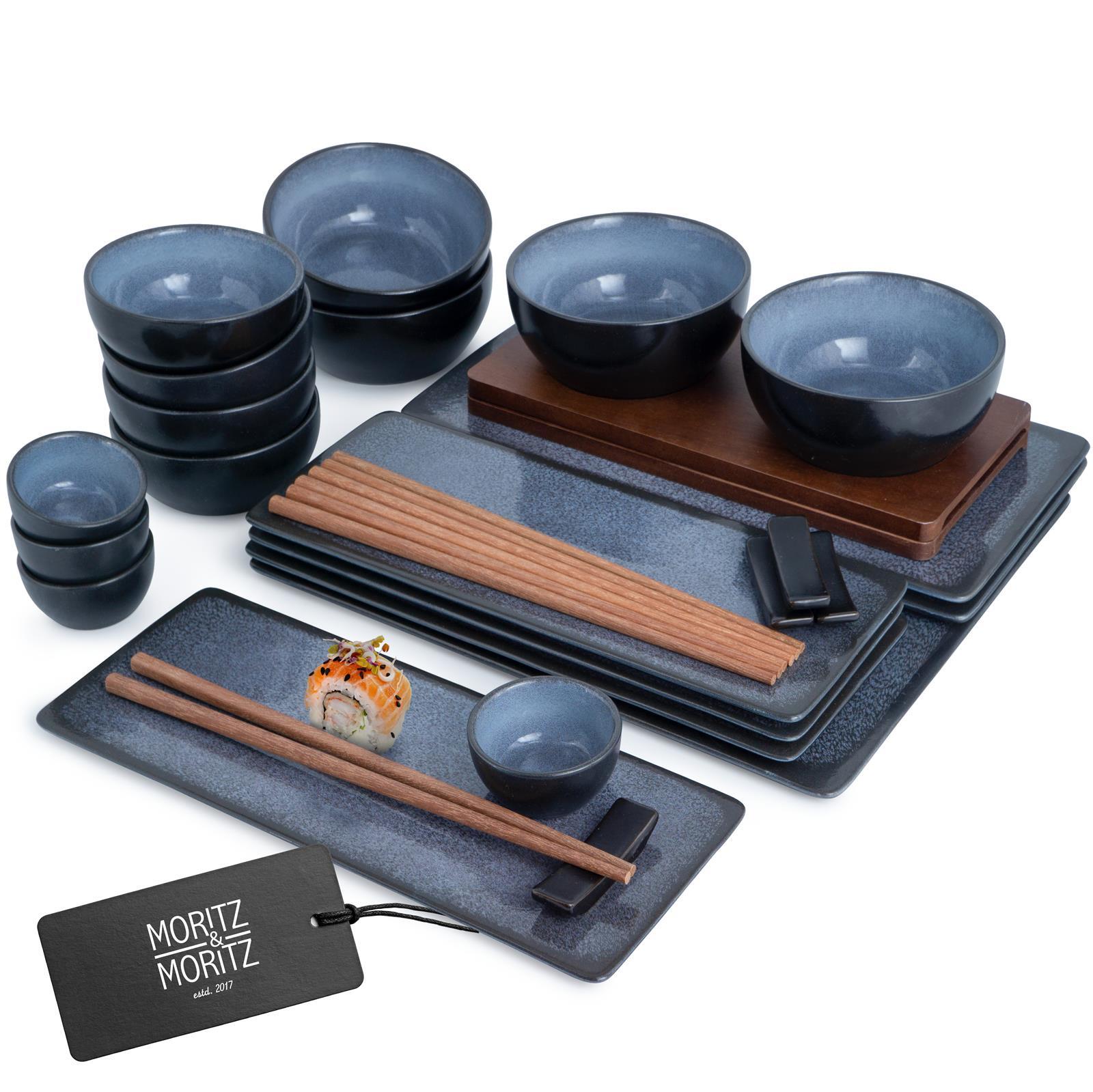 Sushi Set Geschirr Service Sushigeschirr Teller Schüssel Dip Schale Japan Blau