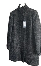 Armani Jeans Designer Ladies Coat 41% Wool Uk 12 Bnwt Zip Balck & Cream £399 Rrp