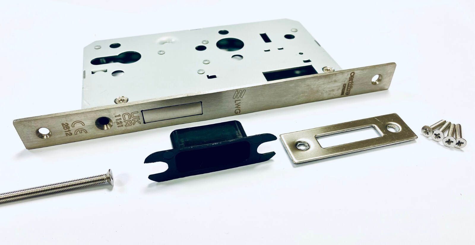 Dead Lock 60mm Backset Square SSS Striking Plate Dust Box Screws Euro Mortice
