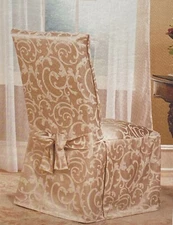 Dining Chair Cover for Armless Chairs Heavy Scroll Design New Old Stock