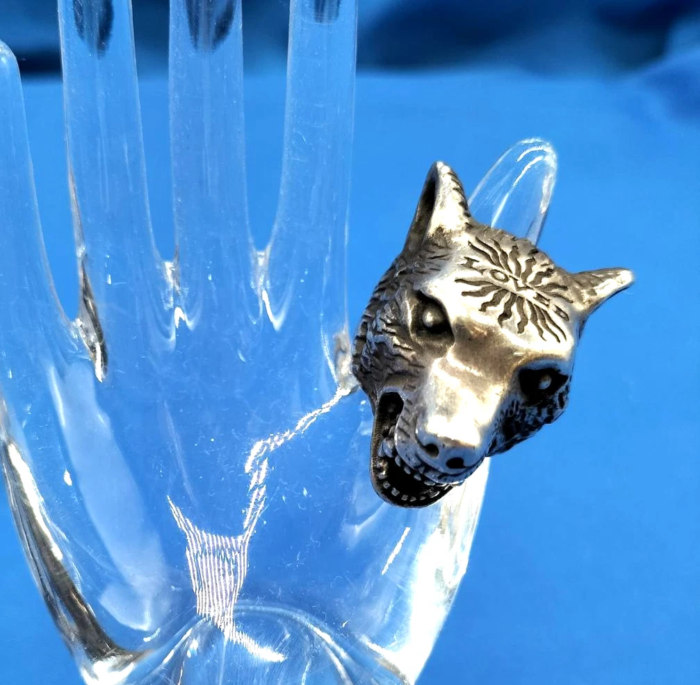 Anello Gucci testa di lupo foresta rabbia argento sterling 925 misura 19 US 8 75