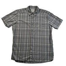 HURLEY Shirt Men's Short Sleeve Classic Fit Plaid Cotton Blend Gray Size Large