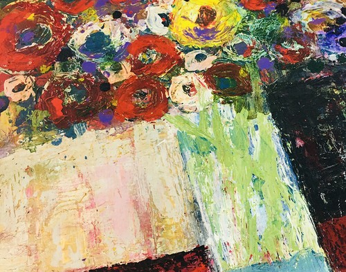 Flower Painting Original Floral Roses Poppies Yellow Canvas Art Miz Katie - Picture 9 of 20