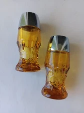 Vintage Libbey Georgian Salt & Pepper Shakers Amber Glass 