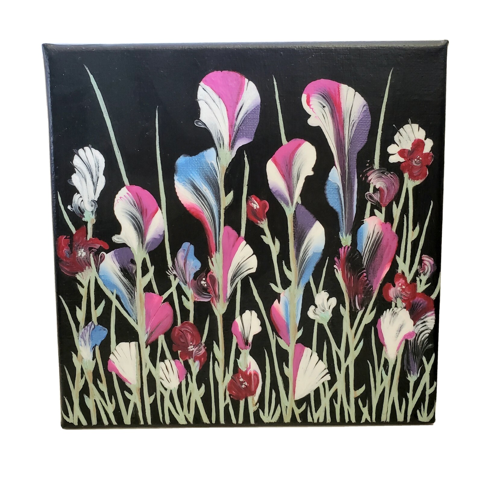 Original Fluid Art Chain Pull Painting"Festive Floral" 8x8" eBay