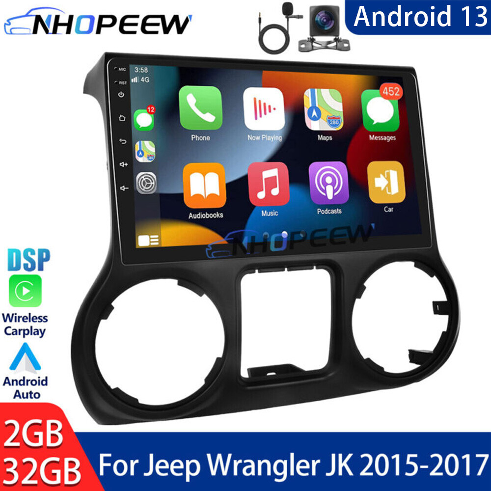 10.1"Android 15 Carplay Car Stereo GPS Navi Radio For Jeep Wrangler JK 2015-2017