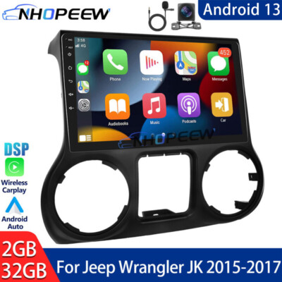 10.1''Android 15 Carplay Car Stereo GPS Navi Radio For Jeep Wrangler JK 2015-2017